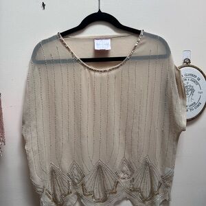 Romeo & Juliet Couture vintage Elegant Beaded Sheer Top size medium